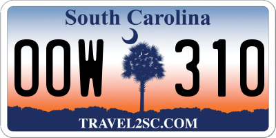 SC license plate OOW310