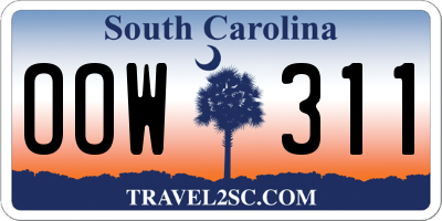 SC license plate OOW311