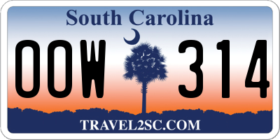 SC license plate OOW314