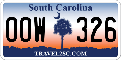SC license plate OOW326