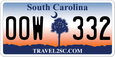 SC license plate OOW332