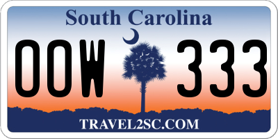 SC license plate OOW333