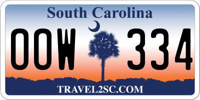 SC license plate OOW334
