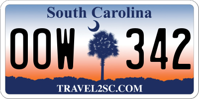 SC license plate OOW342