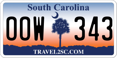 SC license plate OOW343