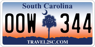 SC license plate OOW344