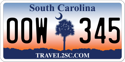 SC license plate OOW345