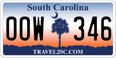 SC license plate OOW346
