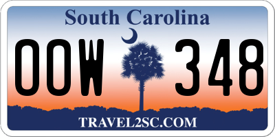 SC license plate OOW348
