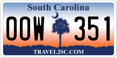 SC license plate OOW351