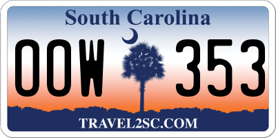 SC license plate OOW353