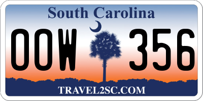 SC license plate OOW356
