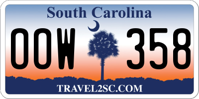SC license plate OOW358