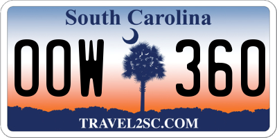 SC license plate OOW360
