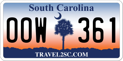 SC license plate OOW361