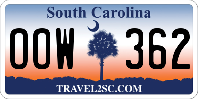 SC license plate OOW362