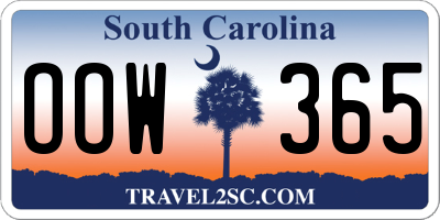 SC license plate OOW365