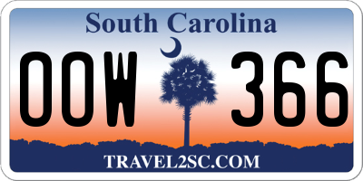 SC license plate OOW366
