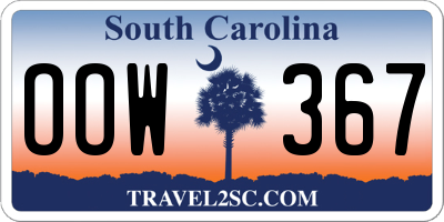 SC license plate OOW367