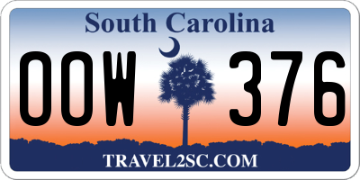 SC license plate OOW376