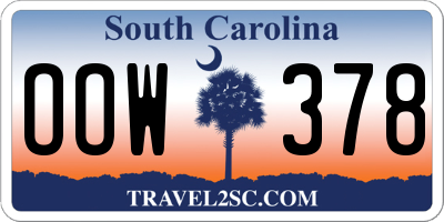 SC license plate OOW378