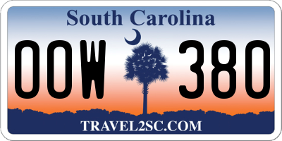 SC license plate OOW380