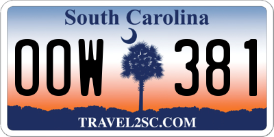 SC license plate OOW381