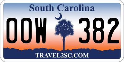 SC license plate OOW382
