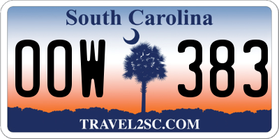 SC license plate OOW383