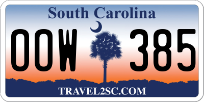 SC license plate OOW385