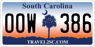 SC license plate OOW386