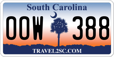 SC license plate OOW388