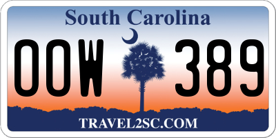 SC license plate OOW389