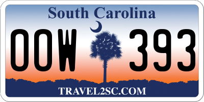SC license plate OOW393