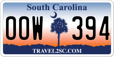 SC license plate OOW394