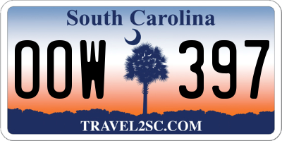 SC license plate OOW397