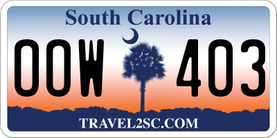 SC license plate OOW403
