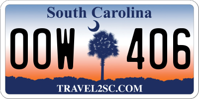 SC license plate OOW406
