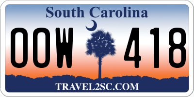 SC license plate OOW418