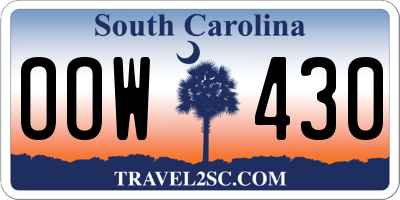 SC license plate OOW430