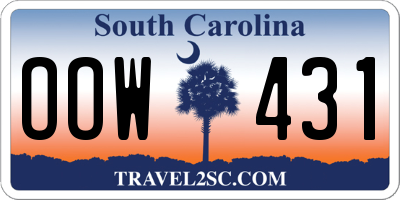 SC license plate OOW431