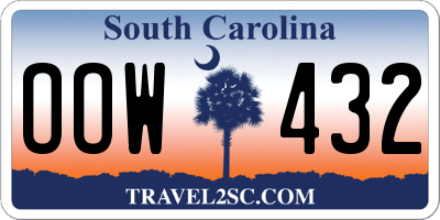 SC license plate OOW432