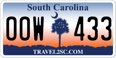 SC license plate OOW433
