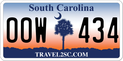 SC license plate OOW434
