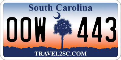 SC license plate OOW443