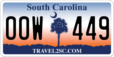 SC license plate OOW449