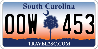 SC license plate OOW453