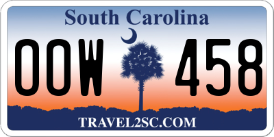 SC license plate OOW458