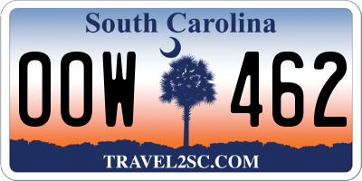SC license plate OOW462