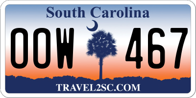 SC license plate OOW467